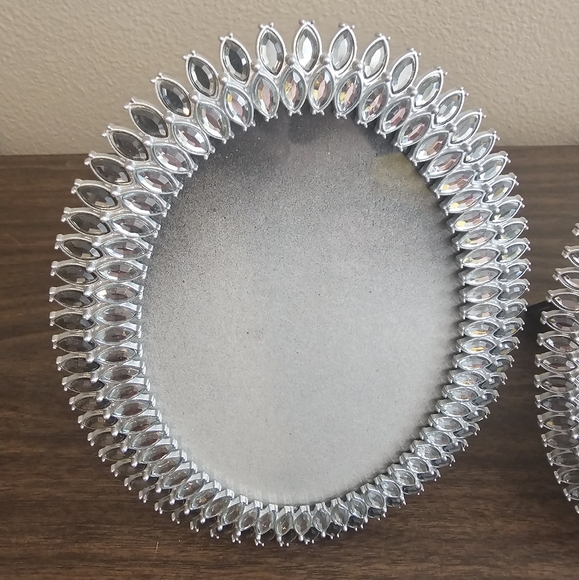 2 Rhinestone Silver Oval Photo Frames - Picture 2 of 4